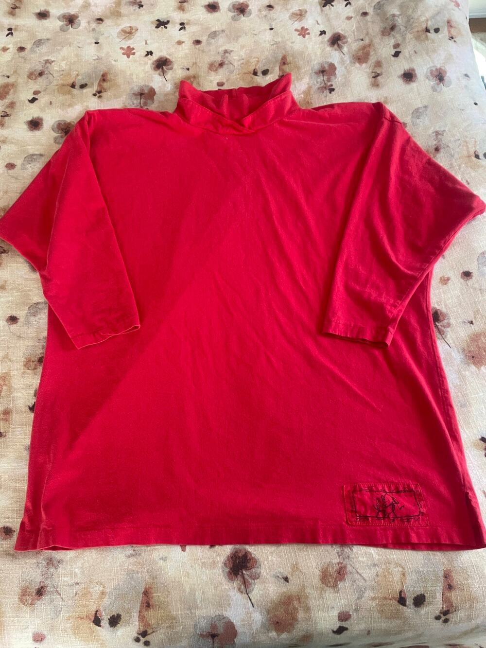 Vintage 90s Red Forenza Authentic Sportswear Mock Neck Sweatshirt *Flaws*